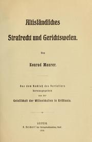 Cover of: Vorlesungen über altnordische rechtsgeschichte