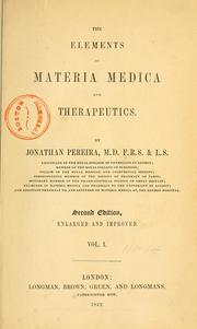 Cover of: The elements of materia medica and therapeutics