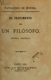 Cover of: El testamento de un filósofo: novela original.