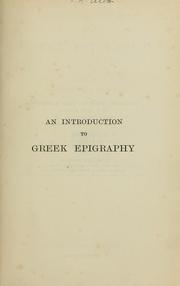 Cover of: An introduction to Greek epigraphy