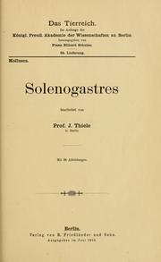 Solenogastres by J. (Johannes) Thiele