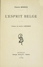 Cover of: L'esprit belge