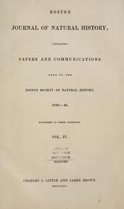 Cover of: Boston Journal of Natural History, Volume 4 by 