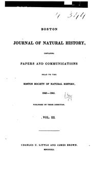Cover of: Boston Journal of Natural History, Volume 3 by Boston Society of Natural History