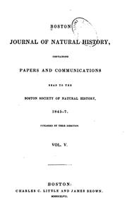 Cover of: Boston Journal of Natural History, Volume 5