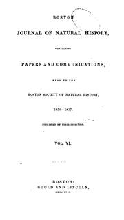 Cover of: Boston Journal of Natural History, Volume 6 by Boston Society of Natural History