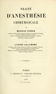 Cover of: Traité d'anesthésie chirurgicale