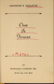 Cover of: Once is forever.