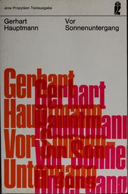Cover of: Vor sonnenuntergang: schauspiel