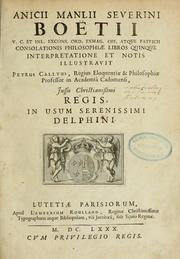 Cover of: Consolationis philosophiae: libros quinque