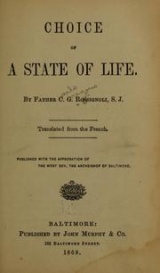 Cover of: Choice of a state of life.