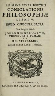 Cover of: Consolationis philosophiae: libri V Ejusd. opuscula sacra