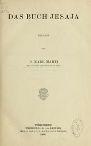 Cover of: Das Buch Jesaja by Karl Marti