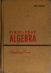 Cover of: First-year algebra