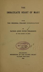 Cover of: The immaculate heart of Mary, from the original Italian considerations...