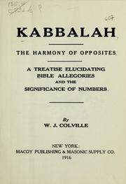 Cover of: Kabbalah, the harmony of opposites by W. J. Colville
