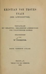 Cover of: Kristian von Troyes. Yvain (der Löwenritter) by Chrétien de Troyes