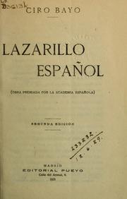 Cover of: Lazarillo español: (obra premiada por la Academia Española)