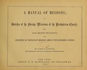 Cover of: A manual of missions