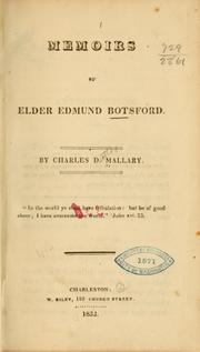 Cover of: Memoirs of Elder Edmund Botsford