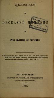 Cover of: Memorials of deceased members of the Society of Friends...