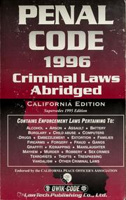 Cover of: Penal code, 1996: criminal laws abridged