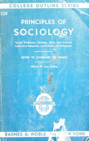 Cover of: Principles of sociology. by Alfred McClung Lee