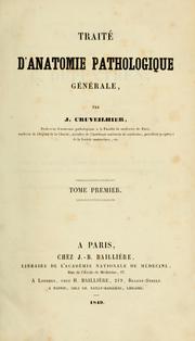 Cover of: Traité d'anatomie pathologique générale