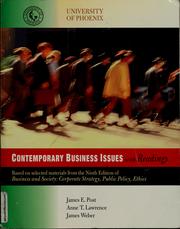 Cover of: Contemporary business issues: James E. Post, Anne T. Lawrence, James Weber