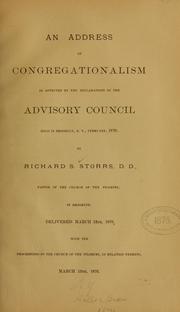 Cover of: An address on Congregationalism as affected by the declarations of the Advisory council...