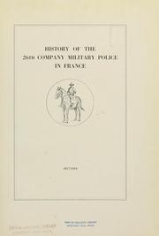 History of the 26th Company military police in France, 1917-1919
