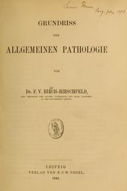 Cover of: Grundriss der allgemeinen Pathologie