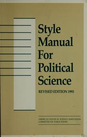 Cover of: Style manual for political science. by American Political Science Association. Committee on Publications., American Political Science Association. Committee on Publications