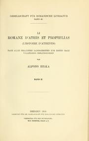 Cover of: Li romanz d'Athis et Prophilias: l'Estoire d'Athenes