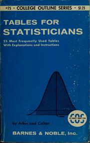 Cover of: Tables for statisticians