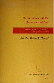 Cover of: On the misery of the human condition: De miseria humane conditionis