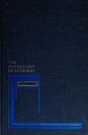 Cover of: The psychology of learning