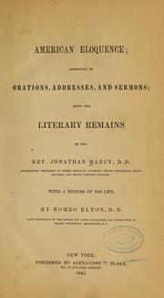 Cover of: American eloquence: consisting of orations, addresses, and sermons ...