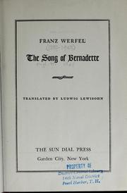 Cover of: The song of Bernadette by Franz Werfel