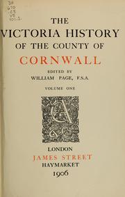 Cover of: The Victoria history of the county of Cornwall by William Page