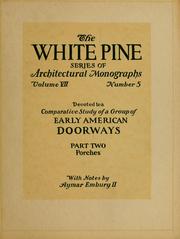 Cover of: An architectural monograph devoted to a comparative study of a group of early American doorways