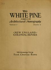 Cover of: An architectural monographs on New England colonial houses