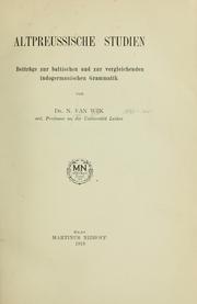 Cover of: Altpreussiche Studien by Nicolaas van Wijk