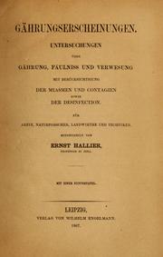 Cover of: Gährungserscheinungen