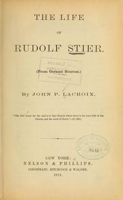 The life of Rudolf Stier by John Power Lacroix