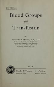 Cover of: Blood groups and transfusion.