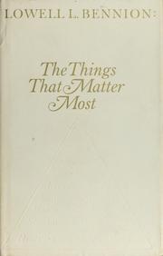 Cover of: The things that matter most
