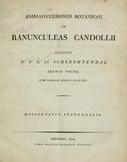 Cover of: Animadversiones botanicae in Ranunculeas Candollii by D. F. L. von Schlechtendal