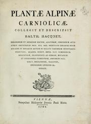 Cover of: Plantae Alpinae Carniolicae by Balthasar Hacquet