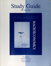 Cover of: Study guide for use with Macroeconomics, 4th edition [by] David C. Colander | David C. Colander